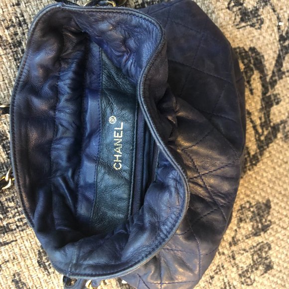 Vintage Chanel Blue Lambskin Mini Drawstring Bucket Bag from BULLOCKS WILSHIRE - Picture 3 of 4